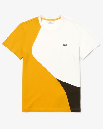 T-shirt da uomo in piqu&eacute; con propriet&agrave; di termoregolazione con collo rotondo e motivo color block