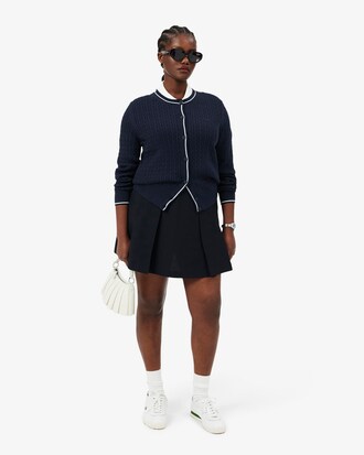 Cardigan a righe in maglia a trecce