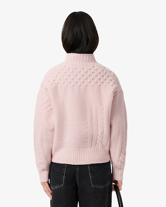 Maglione in lana a collo alto effetto patchwork