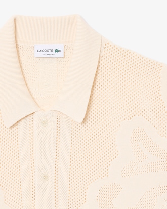 Camicia a maniche corte in maglia con motivo jacquard