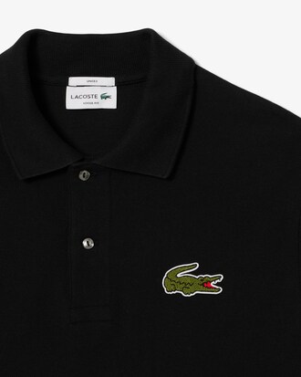 Polo loose fit in piqué con stemma L.12.12