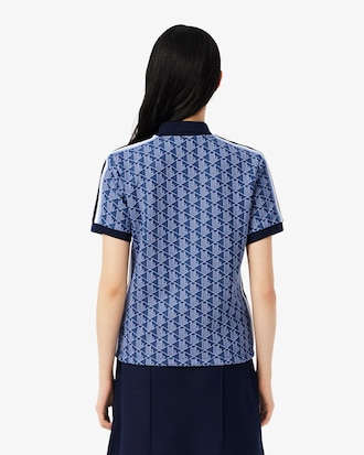 Polo slim fit in jacquard con monogramma