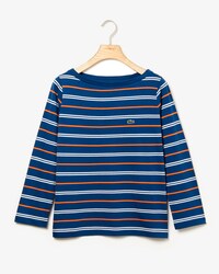 Camicia da donna alla marinara con scollo a barchetta in misto cotone