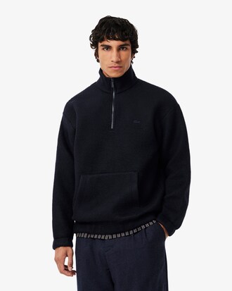 Felpa collo in feltro di lana con zip