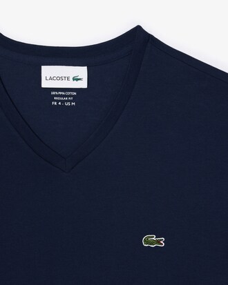 T-shirt con collo a V in jersey di cotone Pima leggero