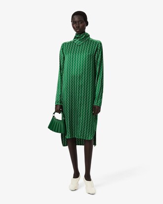 Abito con scollo a sciarpa in raso stampato Runway