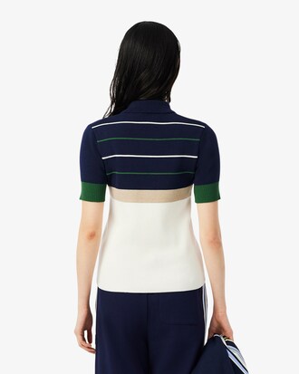 Maglione con collo a polo a righe Made in France