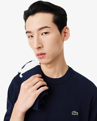 Pullover girocollo monocromatico in cotone