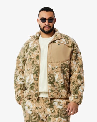 Giacca in pile con zip e motivo floreale