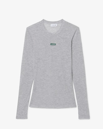 T-shirt a maniche lunghe con etichetta con logo