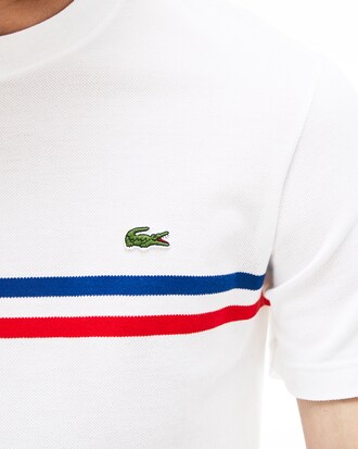 T-shirt da uomo in cotone a righe tricolori con collo rotondo MADE IN FRANCE