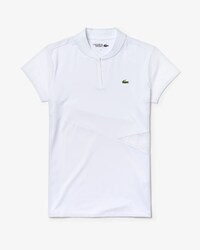Polo da tennis da donna bi-materiale traspirante con dettaglio cut out e scollo a v Lacoste SPORT