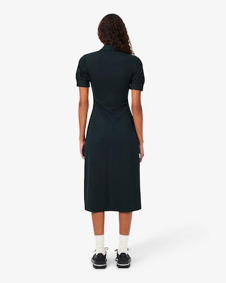 Abito polo in jersey fluido con ricamo
