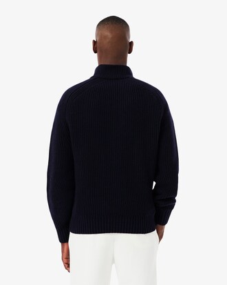 Maglione a collo alto in lana cardata con zip
