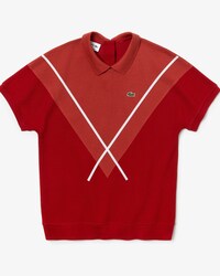 Polo da donna in piqu&eacute; di cotone con motivo jacquard Lacoste Made In France