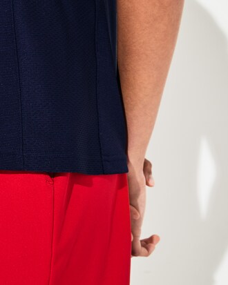 Polo da golf da donna bi-materiale traspirante con collo bomber con zip Lacoste SPORT