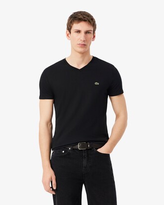 T-shirt con collo a V in jersey di cotone Pima leggero