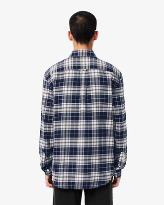 Camicia regular fit in flanella con motivo scozzese