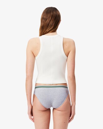 Slip in cotone stretch con vita a contrasto