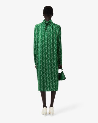 Abito con scollo a sciarpa in raso stampato Runway