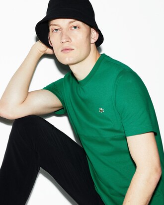 T-shirt da uomo in cotone ultra leggero con scritta e collo rotondo Lacoste SPORT