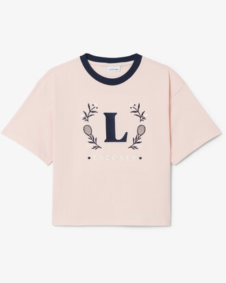 T-shirt in cotone con stemma a contrasto
