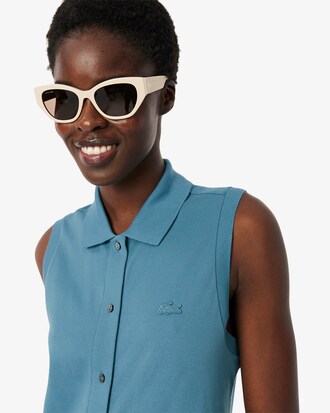 Vestito polo lungo in mini piqué stretch