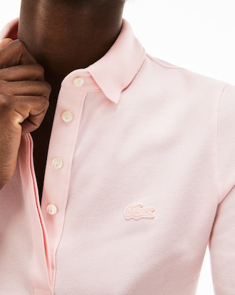 Polo slim fit Lacoste con maniche a tre quarti in mini piqu&eacute; stretch