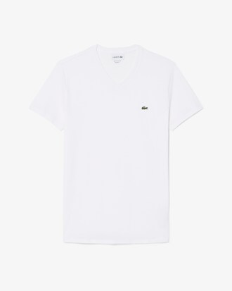 T-shirt con collo a V in jersey di cotone Pima leggero