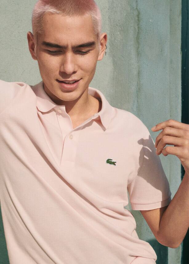 pink lacoste polo