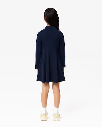 Vestito polo a maniche lunghe in piqué stretch