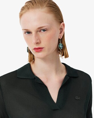 Polo slim fit in piqu&eacute; di raso Runway