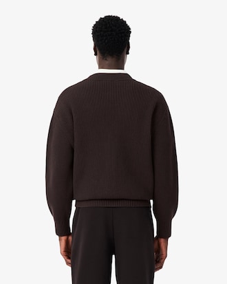 Cardigan in cotone a coste relaxed fit