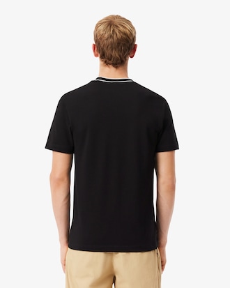 T-shirt in piqu&eacute; elasticizzato con colletto a righe