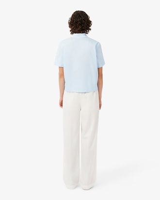 Pantaloni wide fit in petit piqu&eacute; di cotone