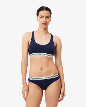 Bralette in cotone stretch con fascia a contrasto