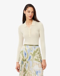 Maglione con colletto a polo in lana merino a maglia 3D