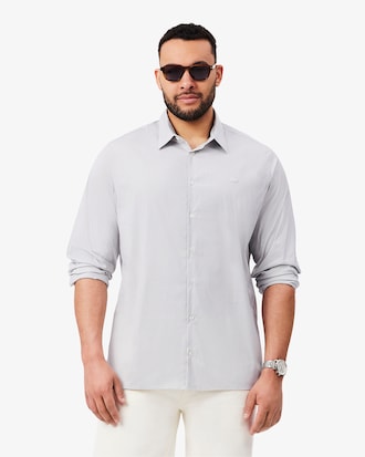 Camicia a righe in popeline elasticizzato slim fit