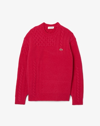 Maglione relaxed fit effetto patchwork in lana