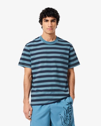T-shirt in jersey a righe con stampa