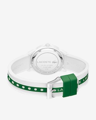 Orologio a 3 lancette bianco e verde con cinturino in silicone Rider