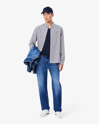 T-shirt con collo a V in jersey di cotone Pima leggero