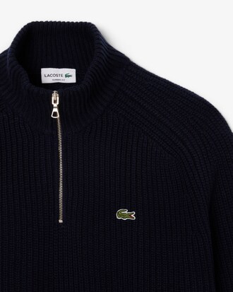 Maglione a collo alto in lana cardata con zip