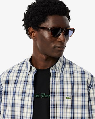 Camicia regular fit in popeline motivo scozzese