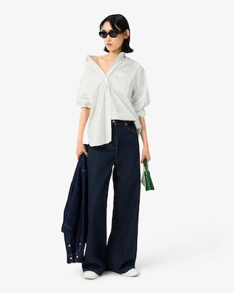 Camicia oversize in jacquard a righe