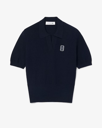 Polo regular fit con scollo aperto e stemma
