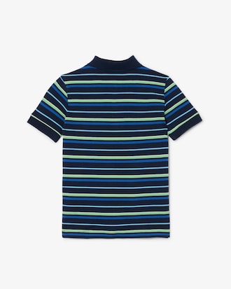 Polo in petit piqué con righe a contrasto