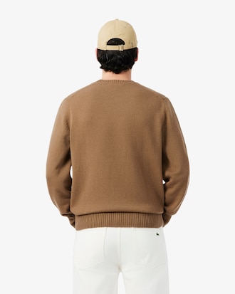 Maglione a girocollo in lana cardata