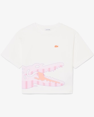 T-shirt in cotone con coccodrillo stampato