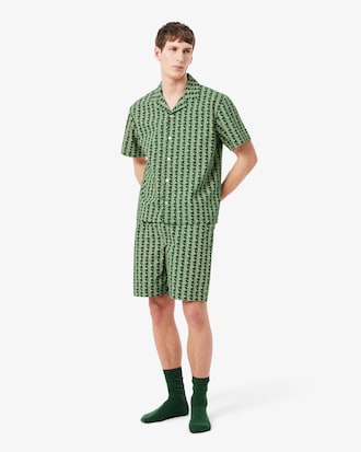 Shorts pigiama in popeline con monogramma stampato